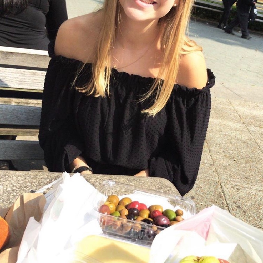 Off the shoulder black blouse